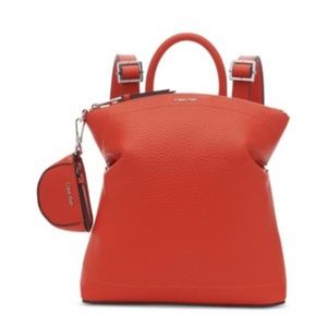 Calvin Klein Red Leather Mini Backpack with Coin Pouch